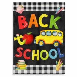 Back To School Garden Flag Banner Yellow Bus Apple Books NEW